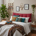 SOGA 120cm Rose Red Triangular Wedge Bed Pillow Headboard Backrest Bedside Tatami Cushion Home Decor