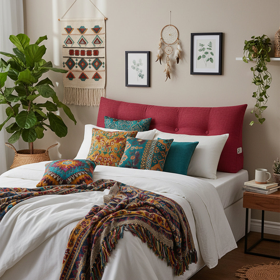 SOGA 120cm Rose Red Triangular Wedge Bed Pillow Headboard Backrest Bedside Tatami Cushion Home Decor