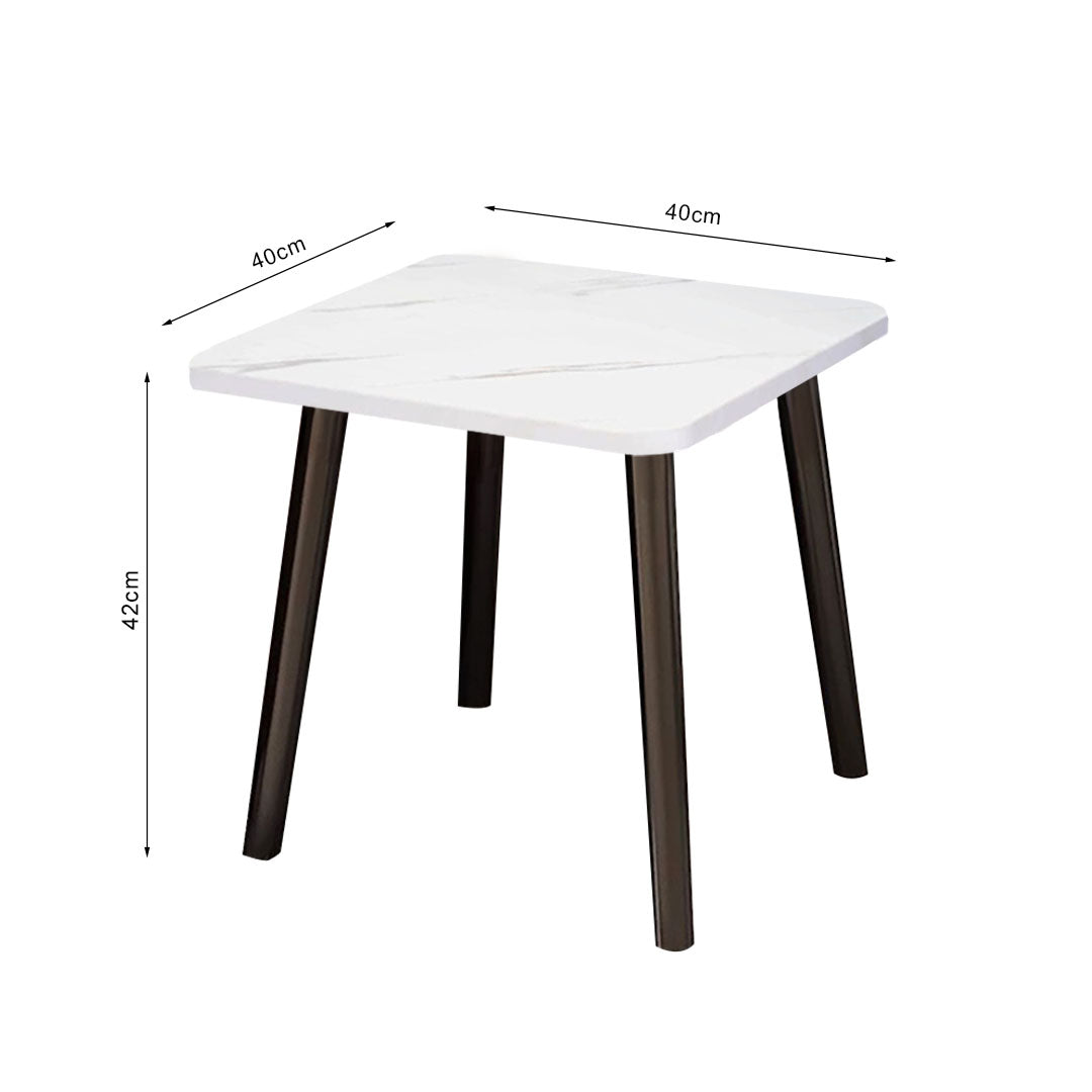 SOGA 2X 40cm White Ceramic Table Stone Pattern Compact Modern Design with Black Legs