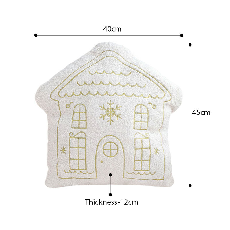 SOGA 2X 45cm Festive White Christmas House Shaped Holiday Throw Pillow