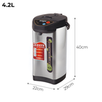 SOGA 4.2L Silver Stainless Steel Electric Thermal Pot Dispenser with 3 Dispensing Modes