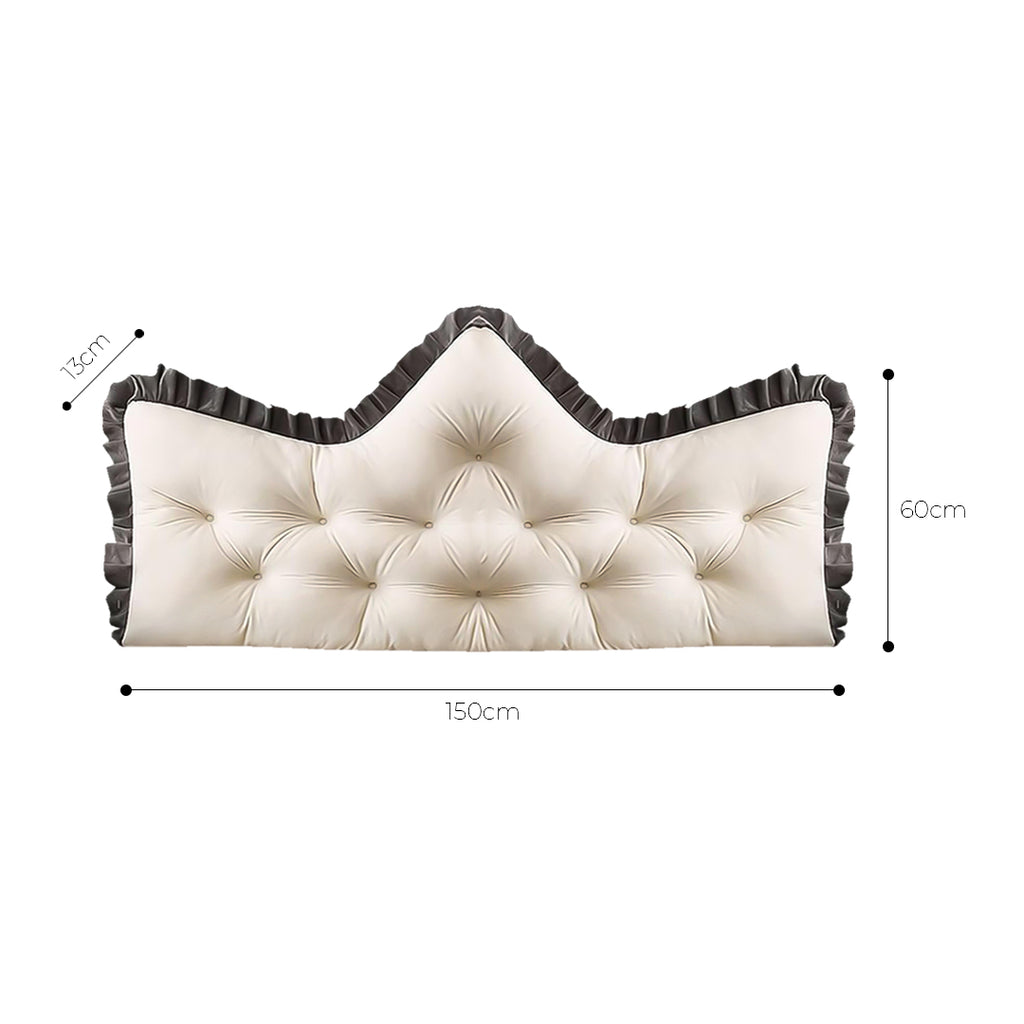 SOGA 2x 150cm Crown Pillow Tufted Cream Headboard Cushion for Bed
