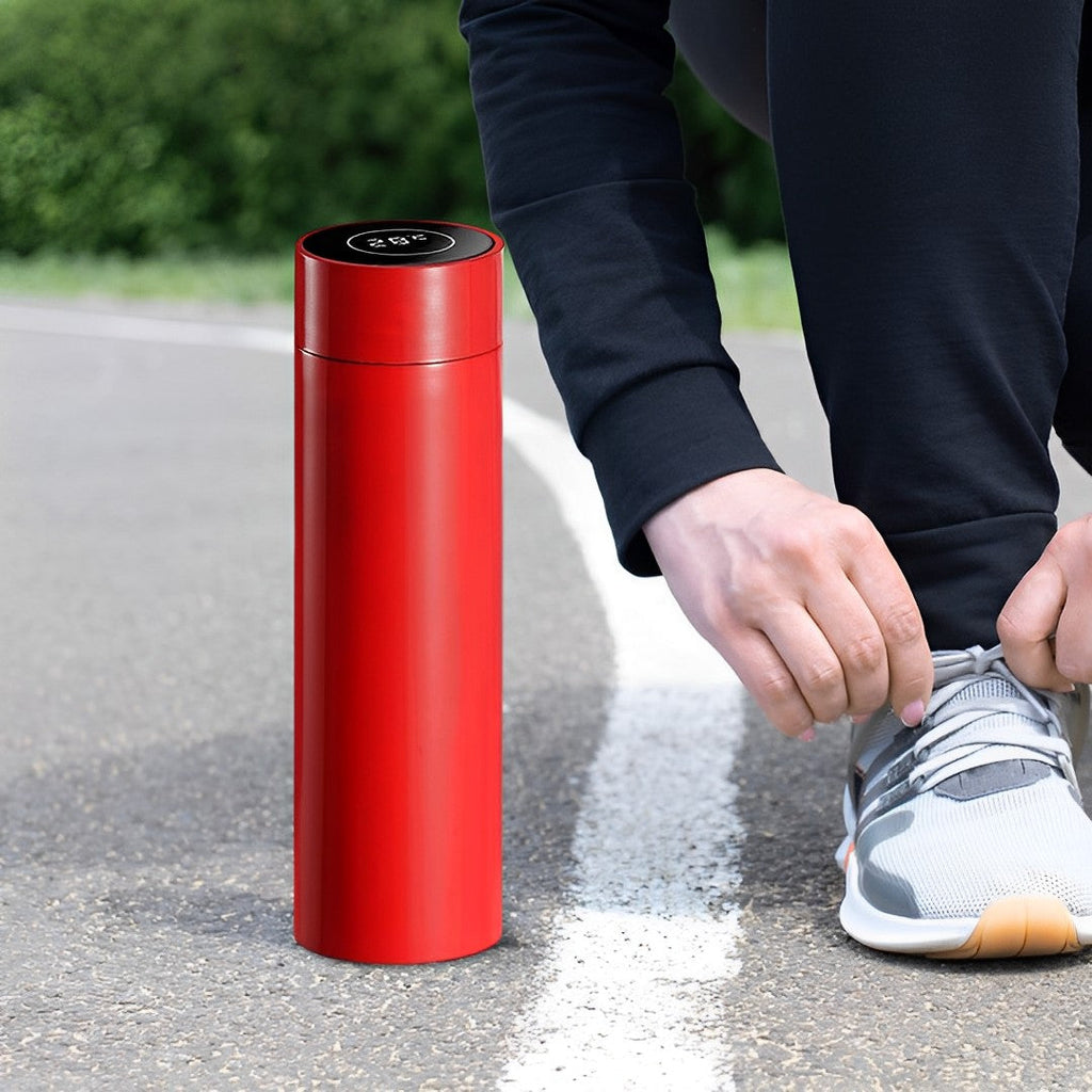 SOGA 500ML Stainless Steel Smart LCD Thermometer Display Bottle Vacuum Flask Thermos Red