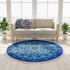 SOGA Home & Living Bundle – Polyester-Cotton Pillows & Blue Mandala Round Carpet Decor $ 138