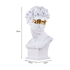 SOGA 56cm White Resin Bust – Gold Masked Sculpture for Modern Decor