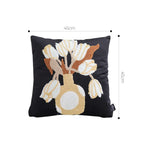 SOGA 2X 45cm Black Brown White Floral Bouquet Embroidered Throw Pillow $ 0