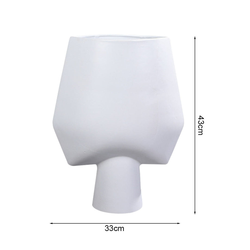 SOGA 2X 33x43cm White Large Ornament Bodhi House Ceramic Handcrafted Modern Abstract Square Vase Home Decor