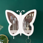 SOGA 2X White Butterfly Shape Wall-Mounted Makeup Organiser Dustproof Waterproof Bathroom Storage Box Home Decor
