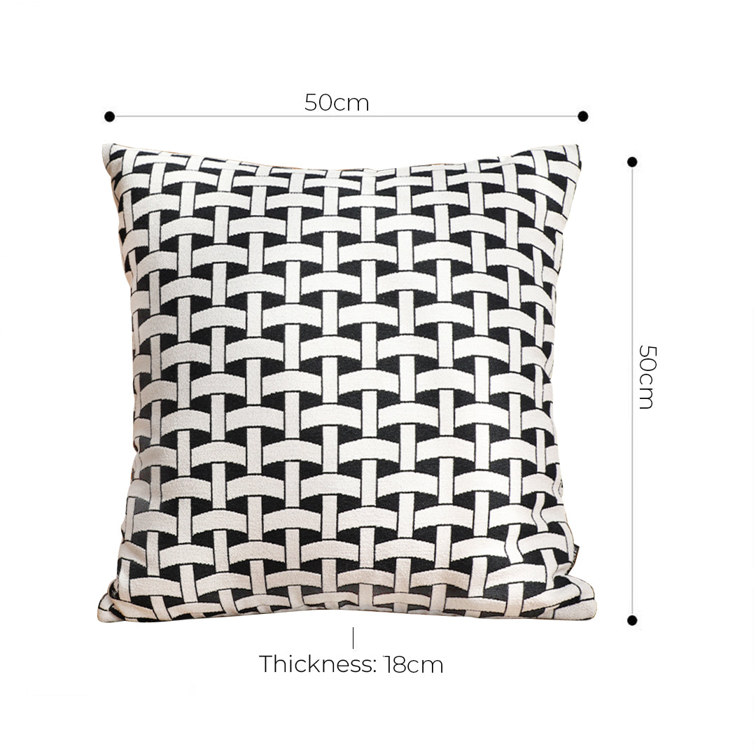 SOGA 50cm Black & White Pattern Throw Pillow Thick Comfort Pro Polyester Fiber Cotton for Home Decor