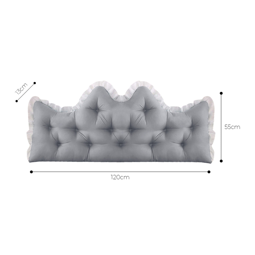 SOGA 120cm Crown Pillow Tufted Light Grey Headboard Cushion for Bed