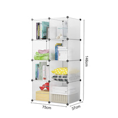 SOGA 2X 8-Cube Transparent Shelf Box Portable Cubby DIY Storage Shelves Modular Closet Organiser