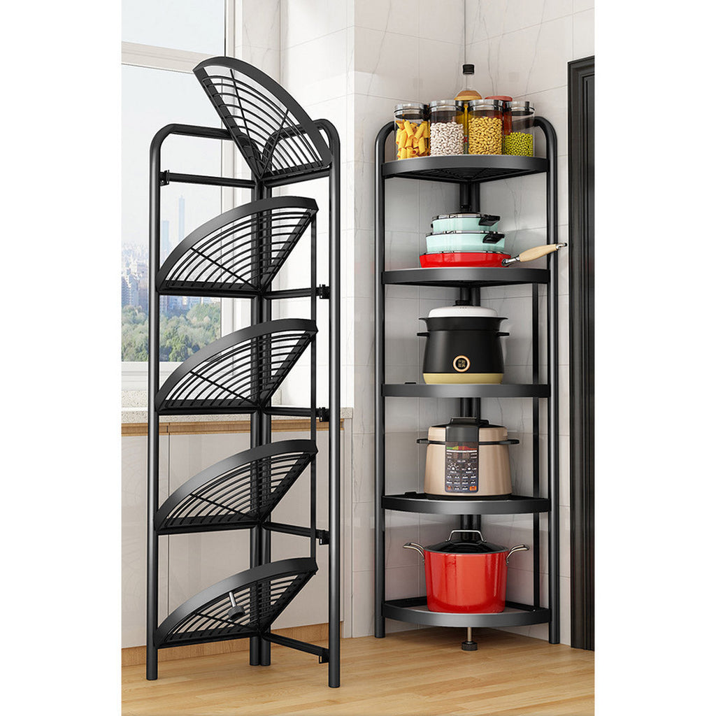 SOGA 2X 5 Tier Steel Triangular  Corner Stand Multi-Functional Shelves Portable Storage Organizer