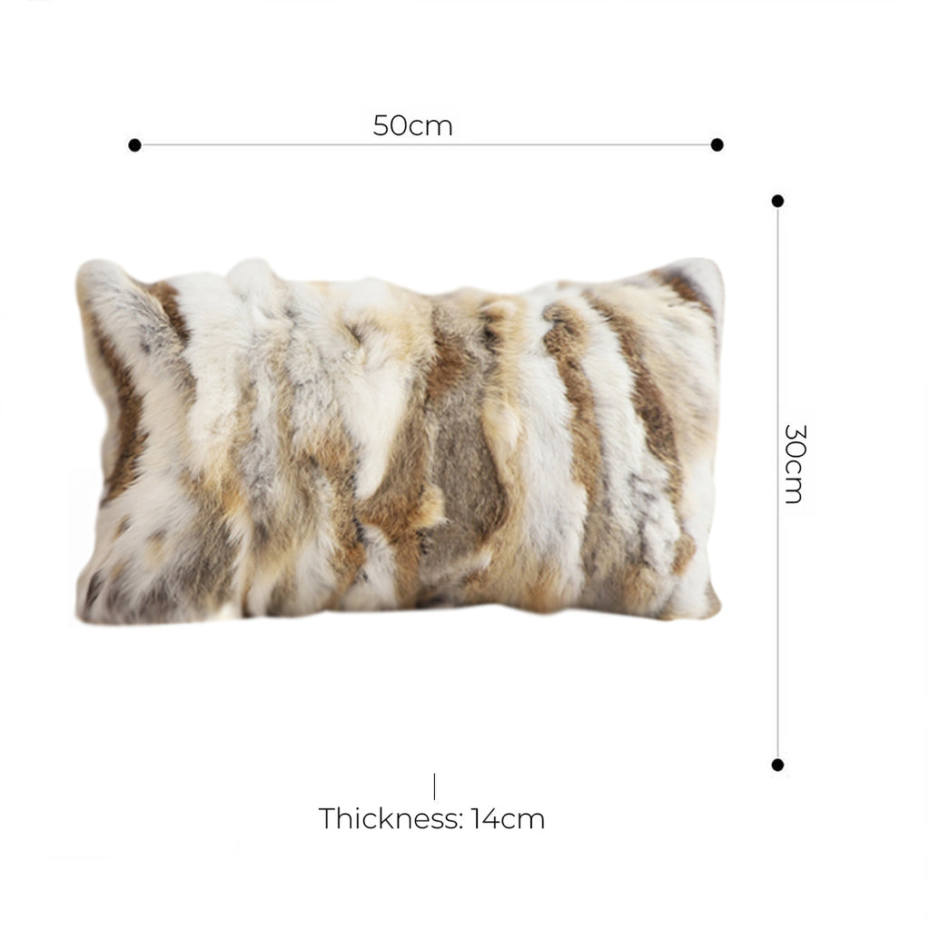 SOGA 2X 30cm Throw Pillow Coffee Rabbit Fur Lumbar Warm Cozy Decorative Cushion Home Decor