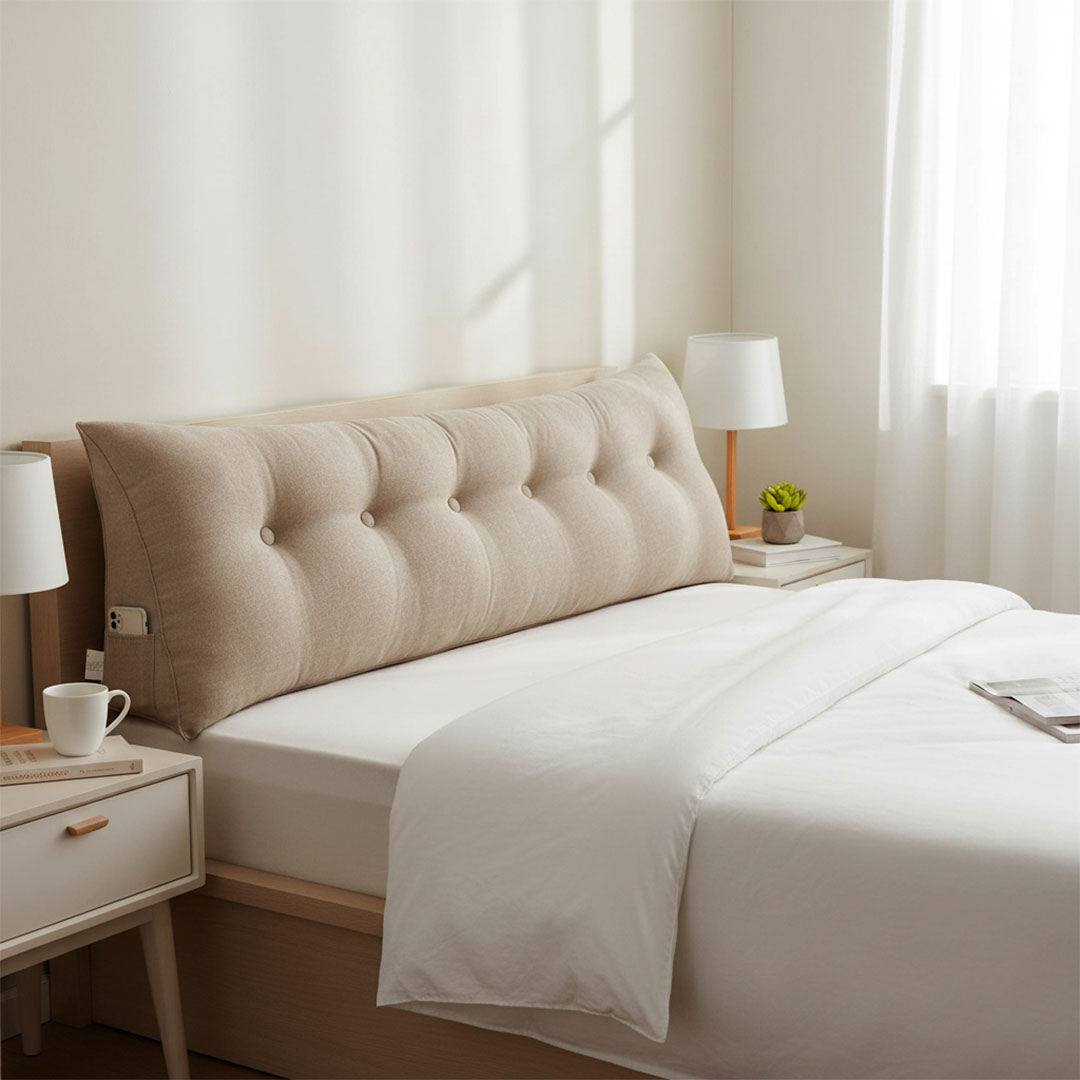 SOGA 180cm Beige Triangular Wedge Bed Pillow Headboard Backrest Bedside Tatami Cushion Home Decor