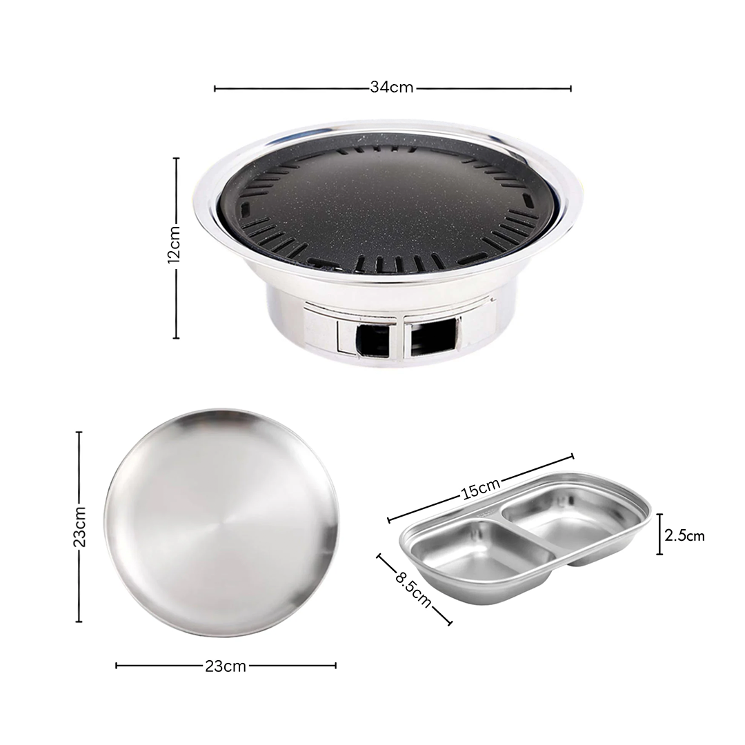SOGA Kitchenware Bundle – Silver Grilling Plate, Divided Sauce Pan & Portable Charcoal BBQ Grill $ 142