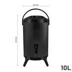SOGA 8X 10L Stainless Steel Insulated Milk Tea Barrel Hot and Cold Beverage Dispenser Container with Faucet Black