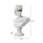 SOGA 40cm White Classical Bust Resin Sculpture with Gold Eye Mask
