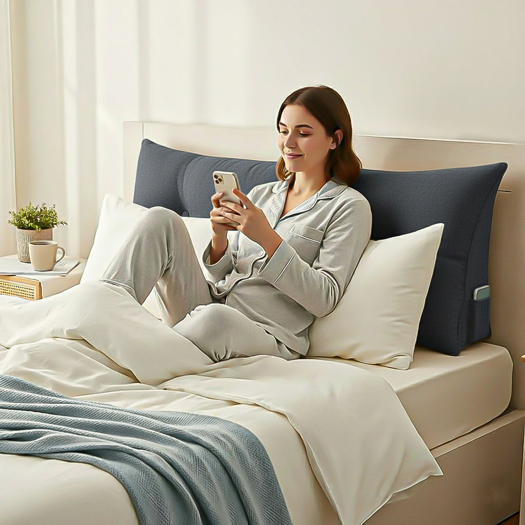 SOGA 2X 100cm Dark Grey Triangular Wedge Bed Pillow Headboard Backrest Bedside Tatami Cushion Home Decor