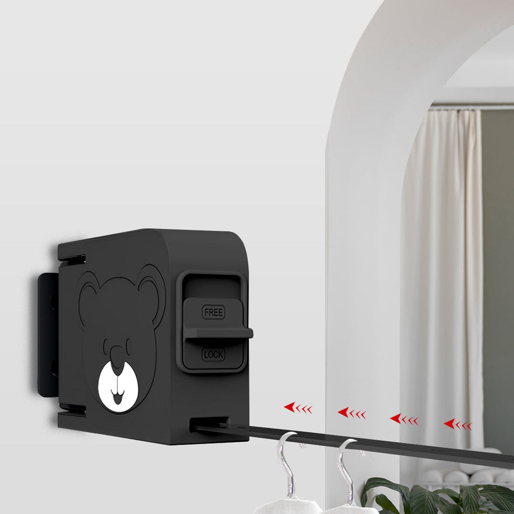 SOGA 2X 160mm Suction-Mounted Retractable Clothes Drying Rack - Black