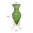 SOGA 67cm Green Glass Tall Floor Vase with 10pcs White Artificial Fake Flower Set