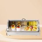 SOGA 59x38.5cm Silver Ceramic Serving Bowl with Chafing Dish Buffet Server for Kitchen Dining Essential