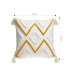 SOGA Boho Tufted Cushion 45cm Tassel Beige Yellow Geometric Chevron Throw Pillow $ 72