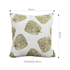 SOGA 2X 50cm Throw Pillow White with Olive Green Autumn Harvest Pumpkin Print Home Decor