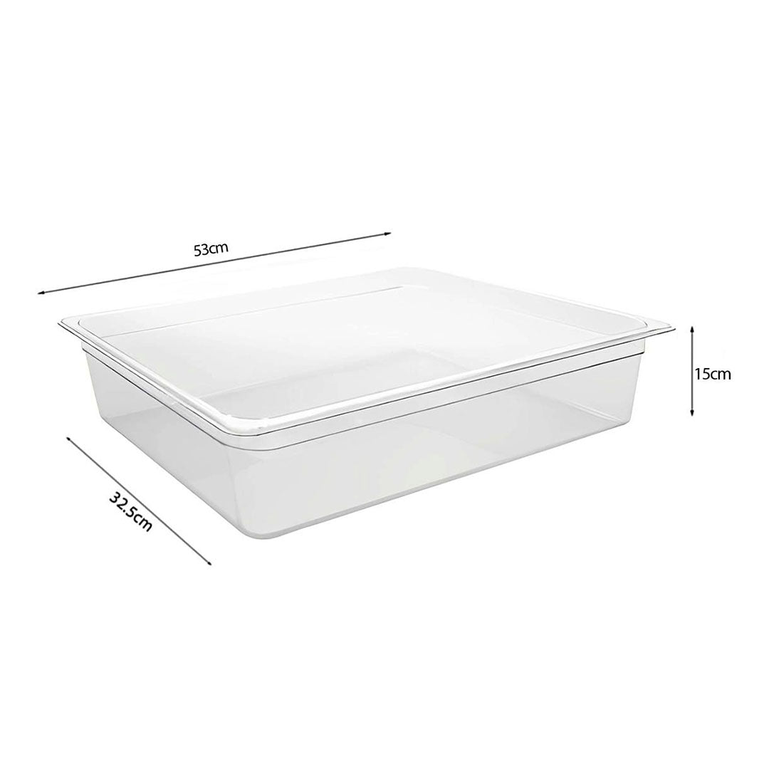 SOGA 150mm Clear Gastronorm GN Pan 1/1 Food Tray Storage Bundle of 4 with Lid