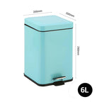 SOGA Foot Pedal Stainless Steel Rubbish Recycling Garbage Waste Trash Bin Square 6L Blue