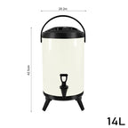 SOGA 14L Stainless Steel Insulated Milk Tea Barrel Hot and Cold Beverage Dispenser Container with Faucet White