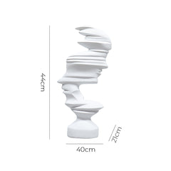 SOGA 44cm White Resin Sculpture – Dual-Face Modern Art for Interiors