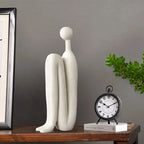 SOGA 10x28cm Ornament Modern Stickman Art Sculpture Minimalist Resin Statue Round Head for Home Decor and Bookend