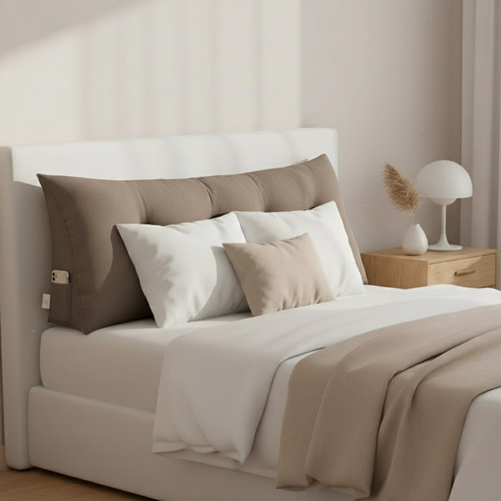 SOGA 2X 120cm Coffee Triangular Wedge Bed Pillow Headboard Backrest Bedside Tatami Cushion Home Decor