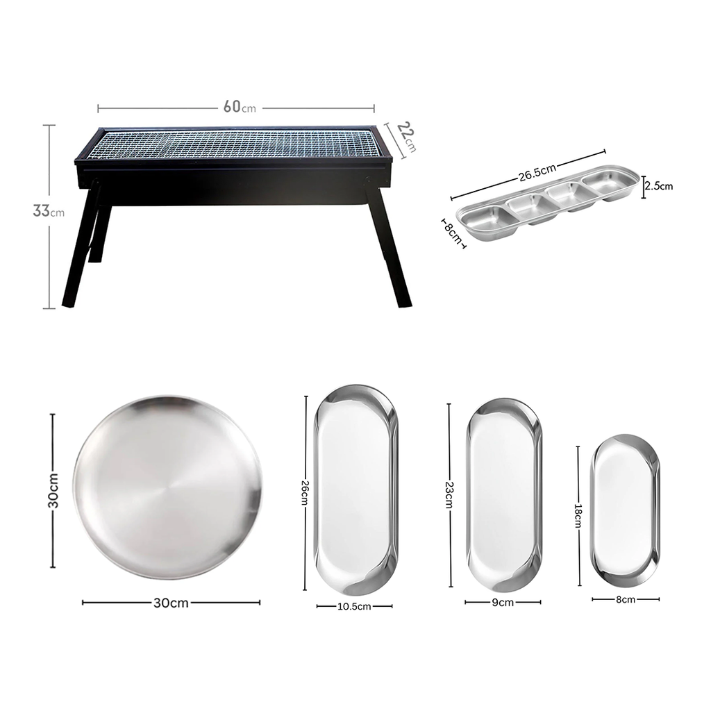 SOGA Kitchenware Bundle – Portable Charcoal Grill, Silver Grilling Plate, Nordic Plate & Sauce Pan $ 189