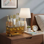 SOGA 2X 3 Tier Golden Yellow Multifunctional Countertop Cosmetic Storage Makeup Skincare Holder Jewelry Cabinet Bathroom Desk Drawer Vanity Organiser