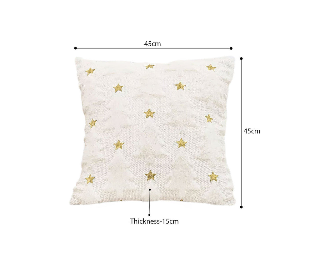 SOGA 45cm Celestial Cream Textured Gold Star Pattern Throw Pillow