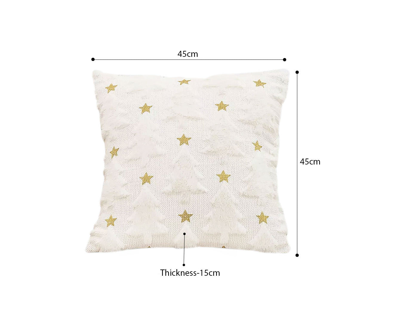 SOGA 45cm Celestial Cream Textured Gold Star Pattern Throw Pillow