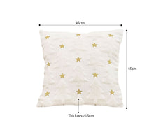 SOGA 45cm Celestial Cream Textured Gold Star Pattern Throw Pillow