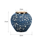 SOGA 21x22cm Blue Small Ceramic Flower Vase Elegant Living Room Home Decor
