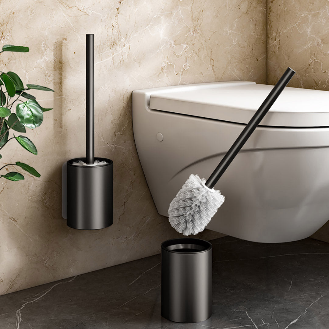 SOGA 2X 27cm Wall-Mounted Toilet Brush – Black with Drain Holes