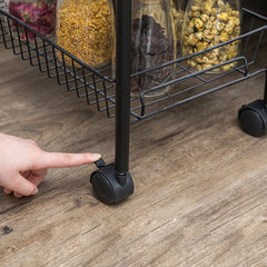 SOGA 2X 5 Tier Steel Black Bee Mesh Kitchen Cart Multi-Functional Shelves Storage Organizer with Wheels