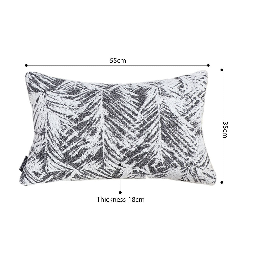 SOGA 2X 35cm Modern Charcoal Palm Leaf Print Contemporary Throw Pillow