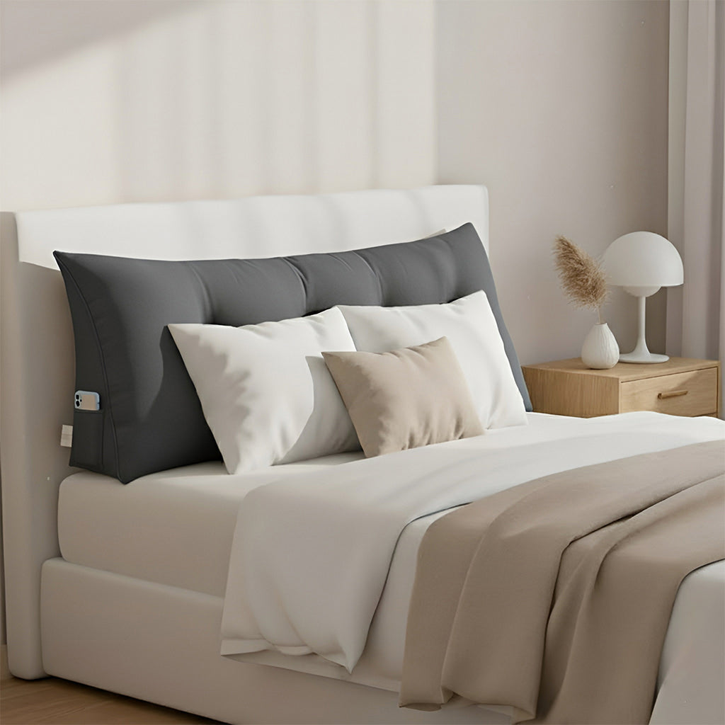 SOGA 120cm Dark Grey Triangular Wedge Bed Pillow Headboard Backrest Bedside Tatami Cushion Home Decor