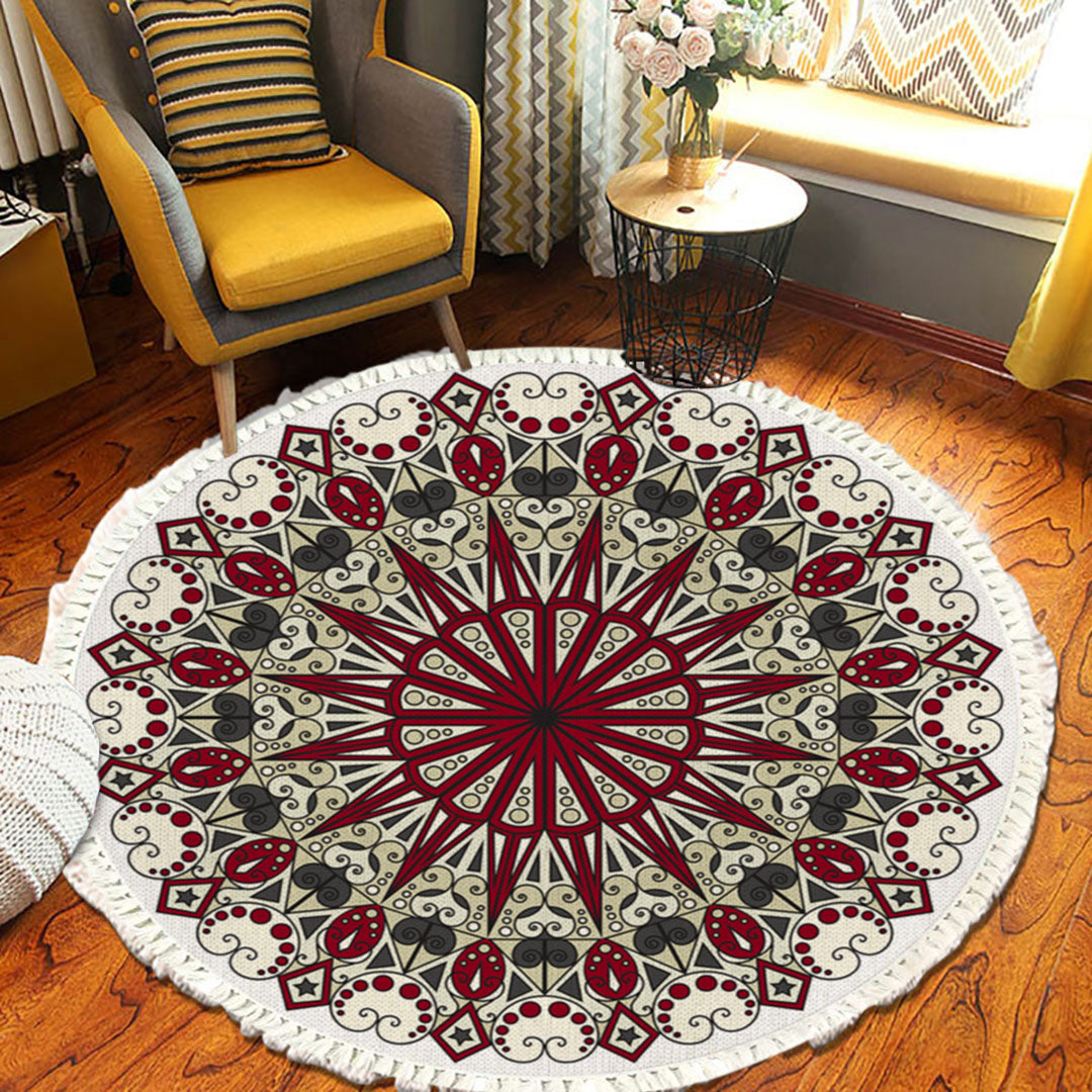 SOGA 2X 120cm Mandala Modern Ethnic Tassel Print Anti-slip Doormat Home Decor