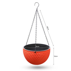 SOGA 2X Red Large Hanging Resin Flower Pot Self Watering Basket Planter