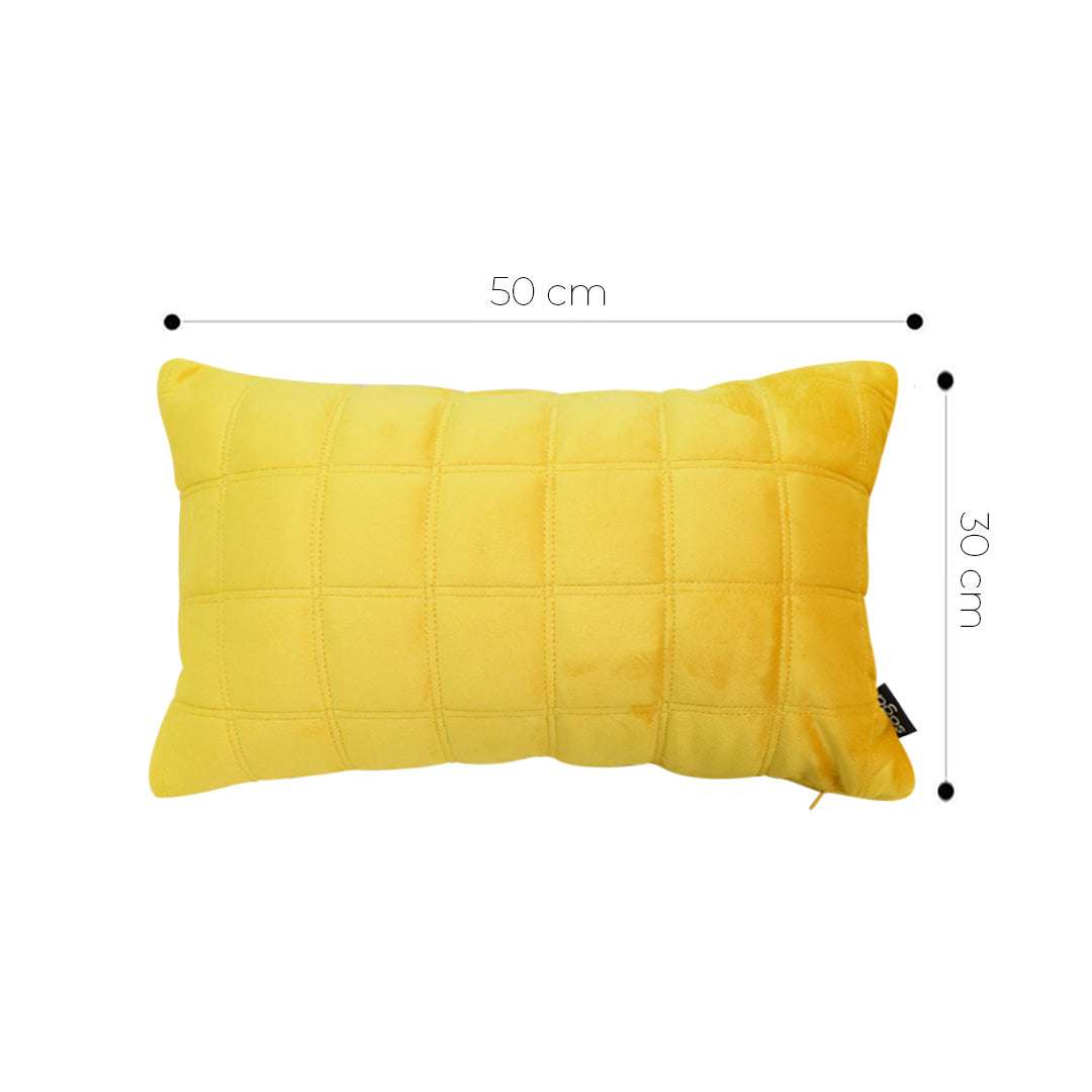 SOGA 30cm Yellow Quilted Grid Pattern Decorative Throw Pillow $ 61