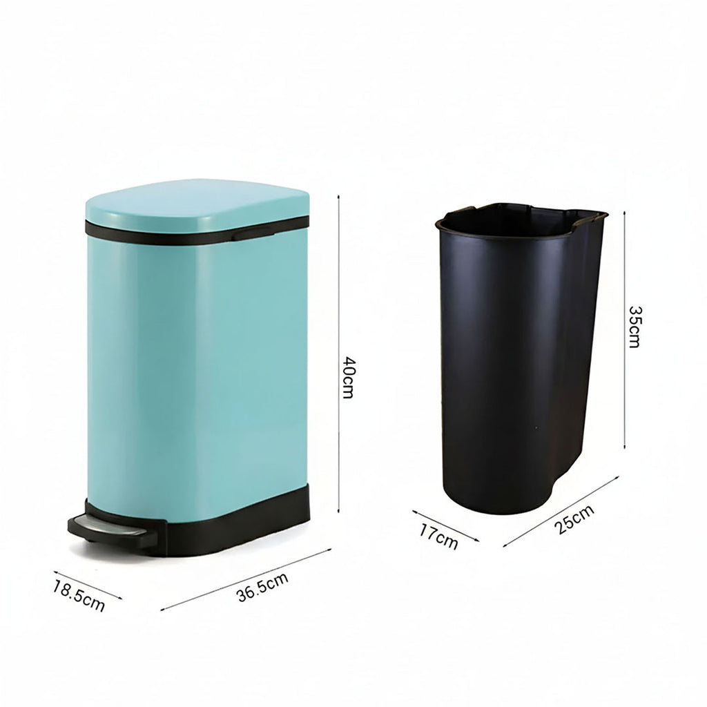 SOGA 2X Foot Pedal Stainless Steel Rubbish Recycling Garbage Waste Trash Bin U Blue 10L