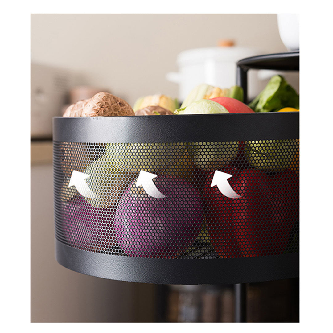 SOGA 2X 5 Tier Steel Round Rotating Kitchen Cart Multi-Functional Shelves Storage Organizer with Wheels