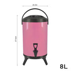 SOGA 8L Stainless Steel Insulated Milk Tea Barrel Hot and Cold Beverage Dispenser Container with Faucet Pink