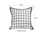 SOGA 50cm Moroccan Black Cross Pattern Black Trim Decorative Throw Pillow